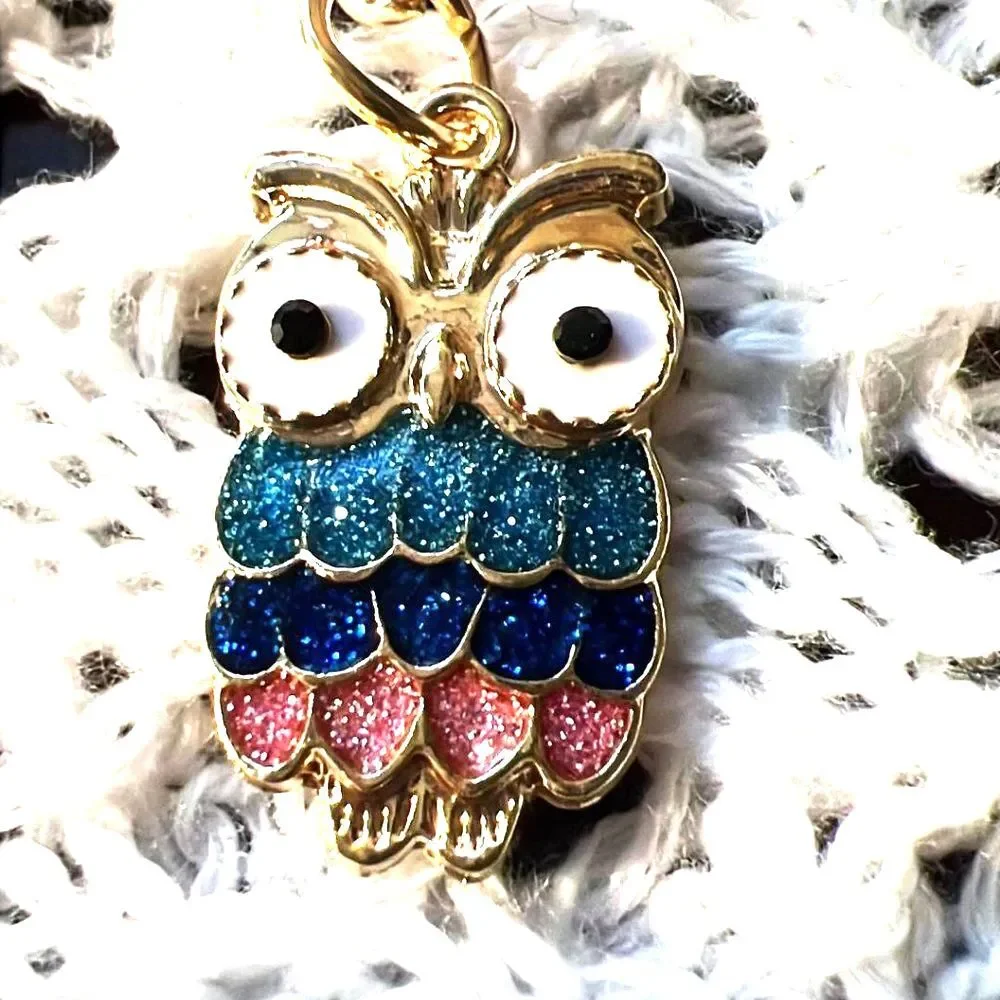 Owls with Pom Pom Purse Charm/Keychain - NEW! -Your Choice of Colors